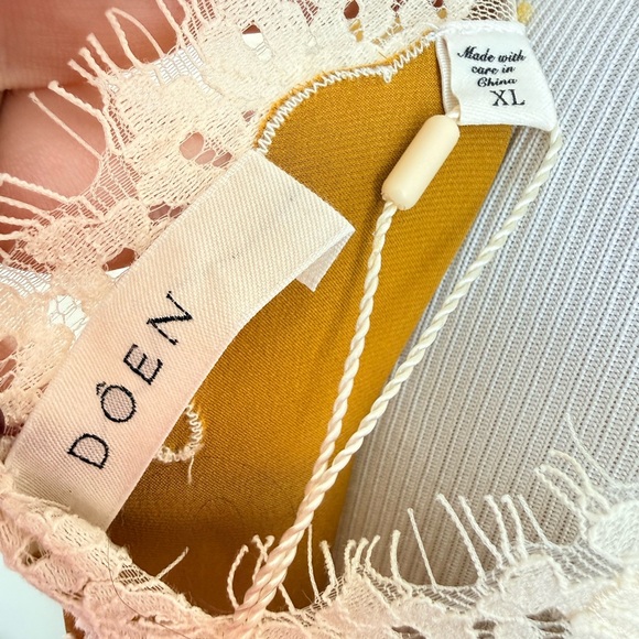 NWT DÔEN Odelina Dress Oakmoss Silk Satin Lace Trim Maxi Slip Dress XL - Picture 7 of 9